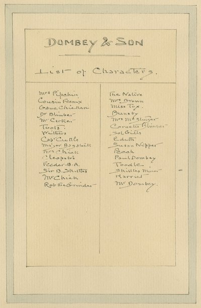 List of Characters, c.1920s by Joseph Clayton Clarke